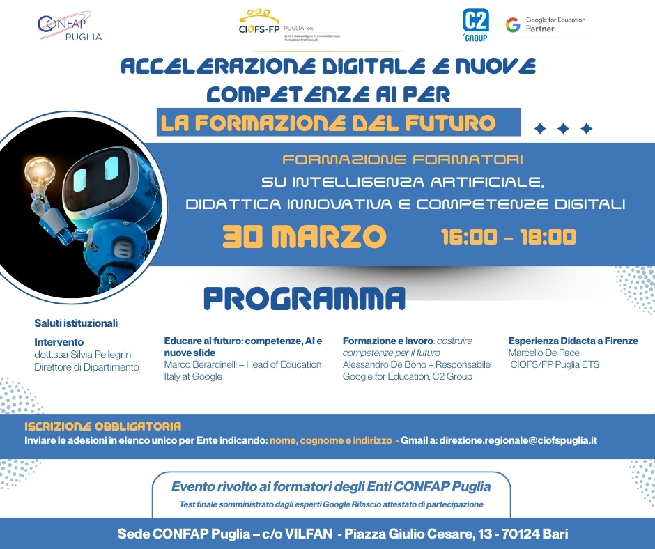 CIOFSFP Puglia ETS e CONFAP Puglia presentano (Post di Facebook)
